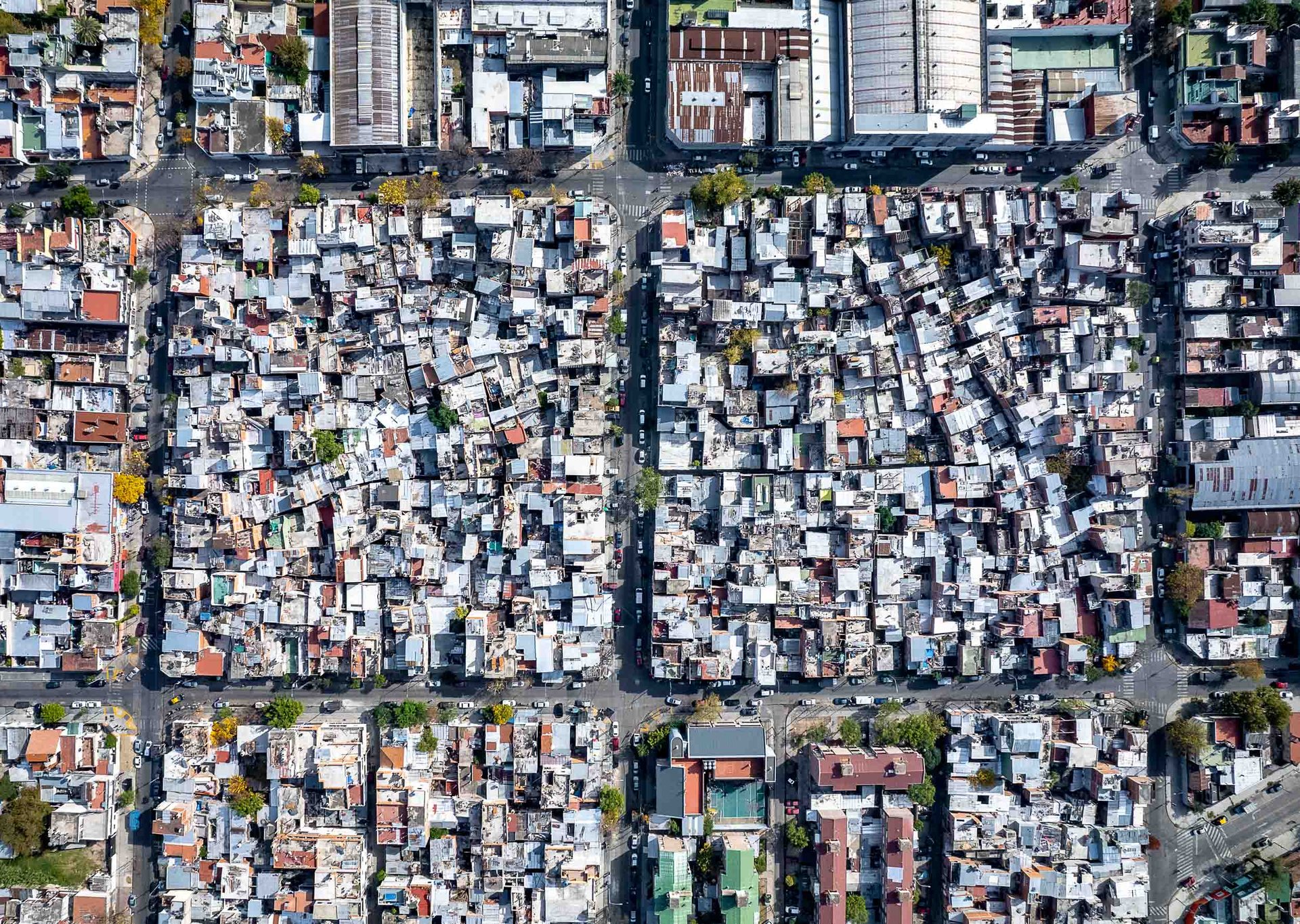 Swimming pools and fences delineate the suburbs into rich and poor in BA province, north of the city.