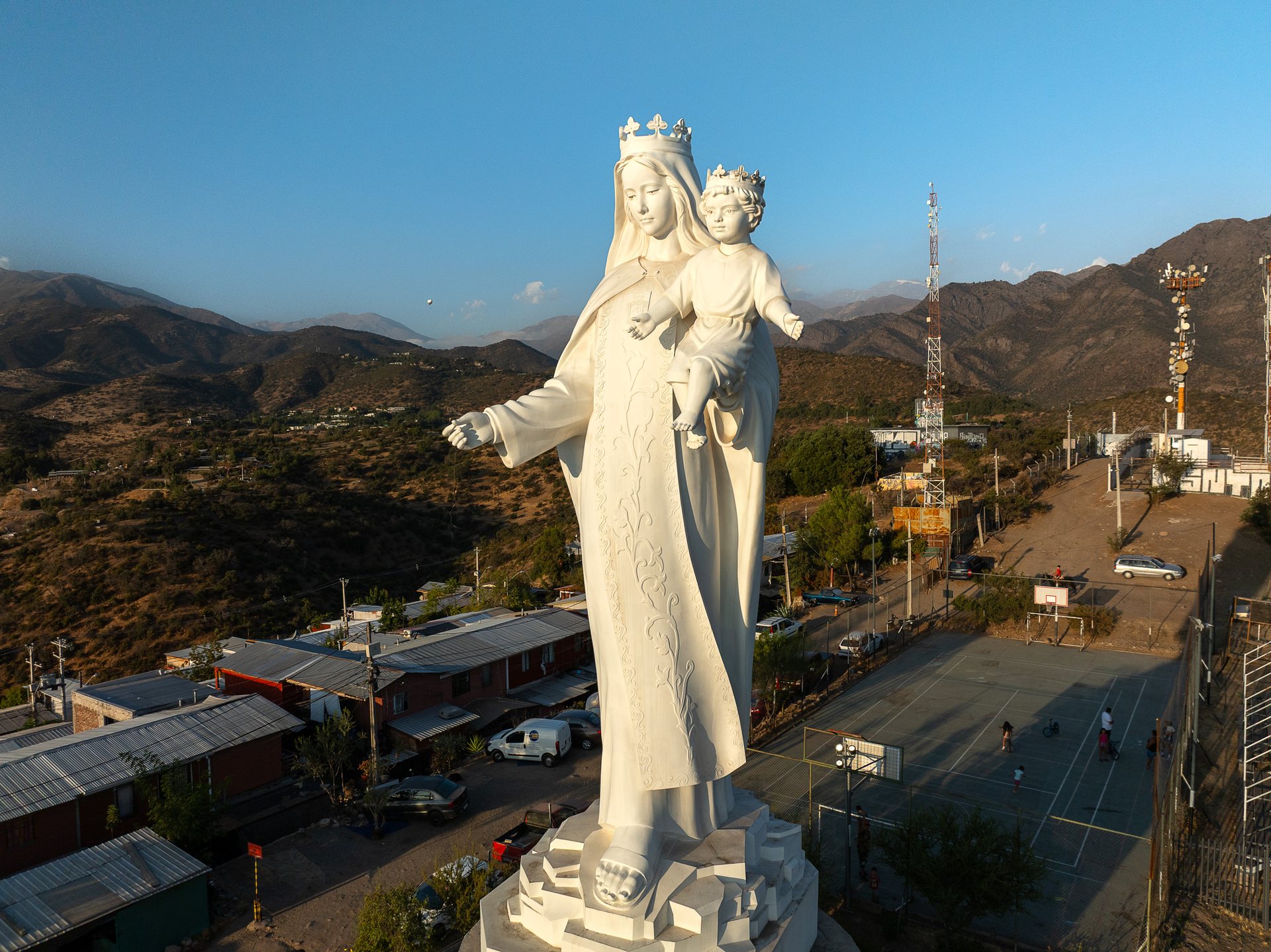 The Virgin Mary overlooking Santiago in Lo Barnechea.