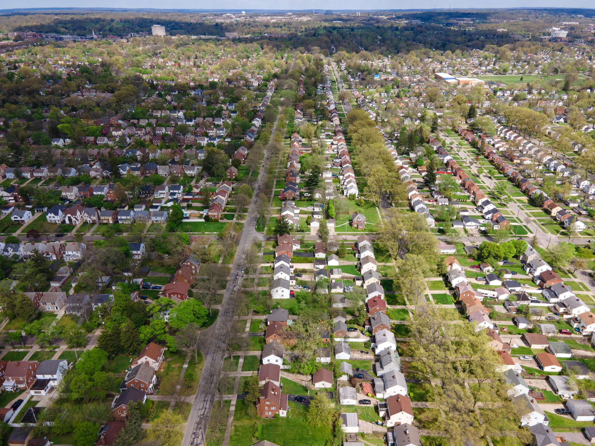 There is no direct way to cross between the two neighborhoods by vehicle.