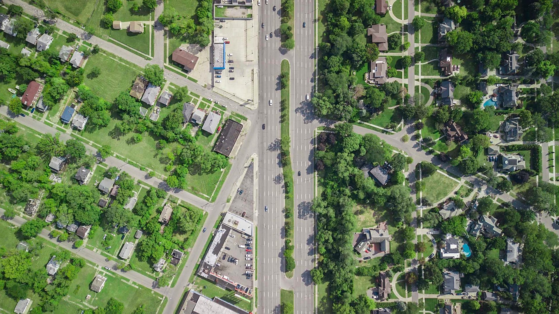 Woodward Avenue is a major north-south route in Detroit, and the very first paved road in America.
