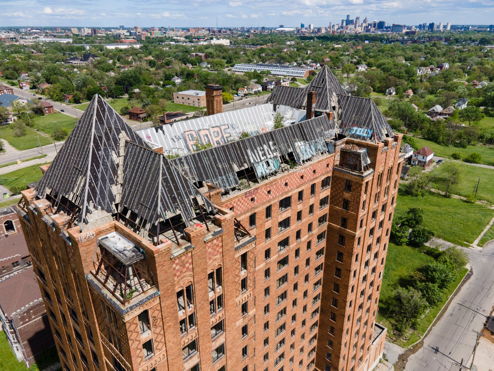 The abandoned Lee Plaza, an Art Deco icon built in 1929 as an upscale residential building.