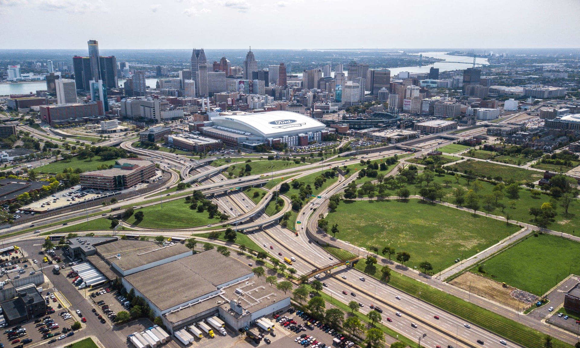 The I-75/I-375 interchange sits where Black Bottom used to be.