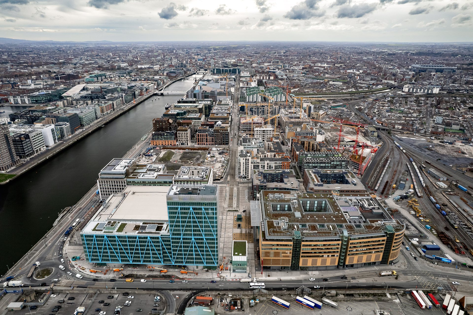 The docklands began as a SEZ (special economic zone) luring companies to regenerate Dublin with low base tax rates.