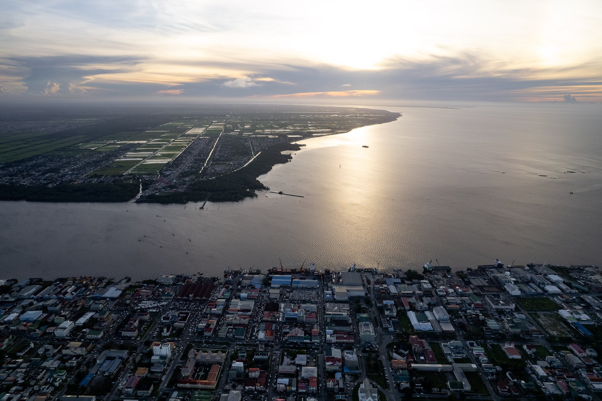 The capital of Georgetown, with the Essequibo River in the background.