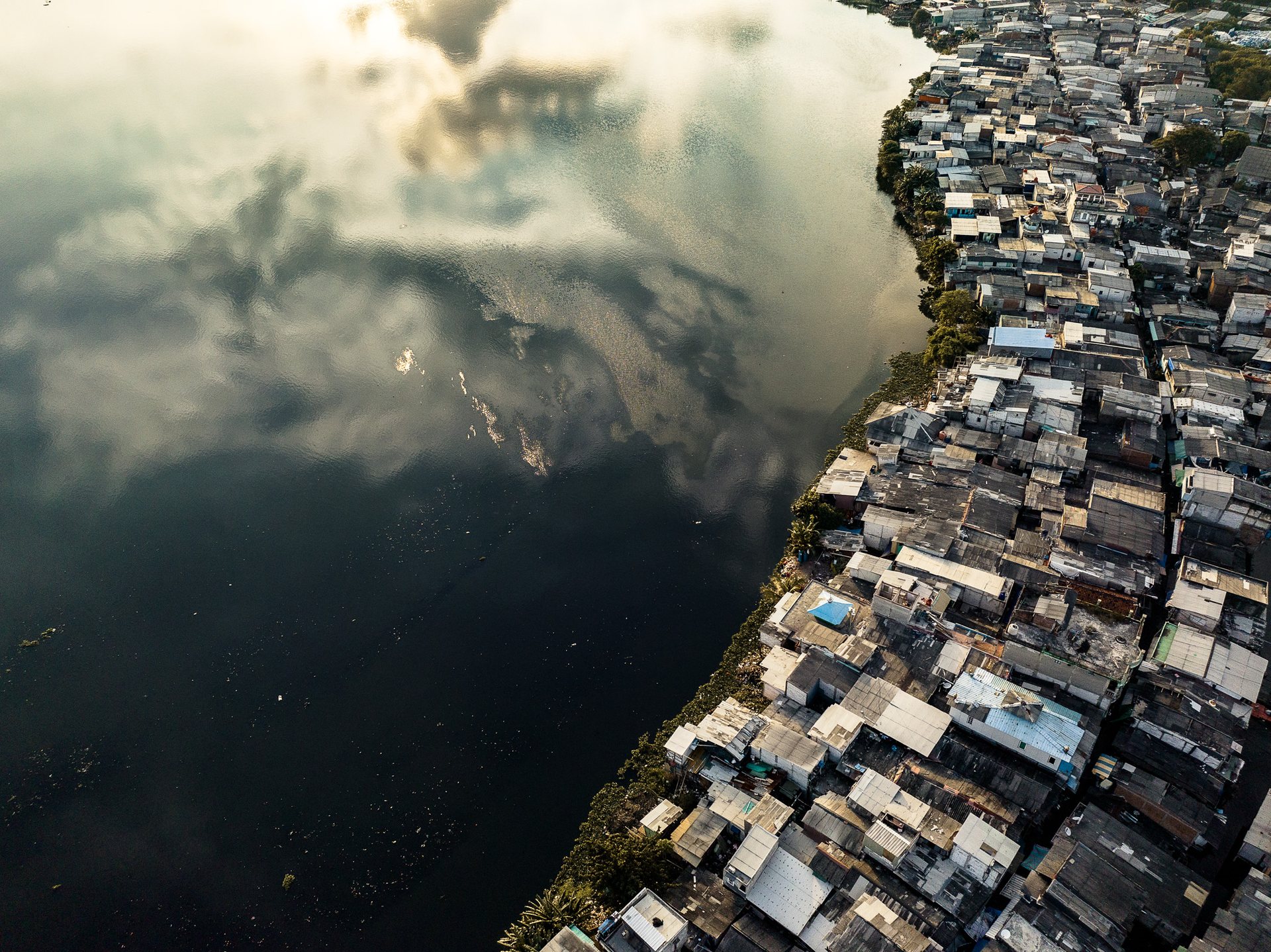 Informal settlements on the coastline of Northern Jakarta.