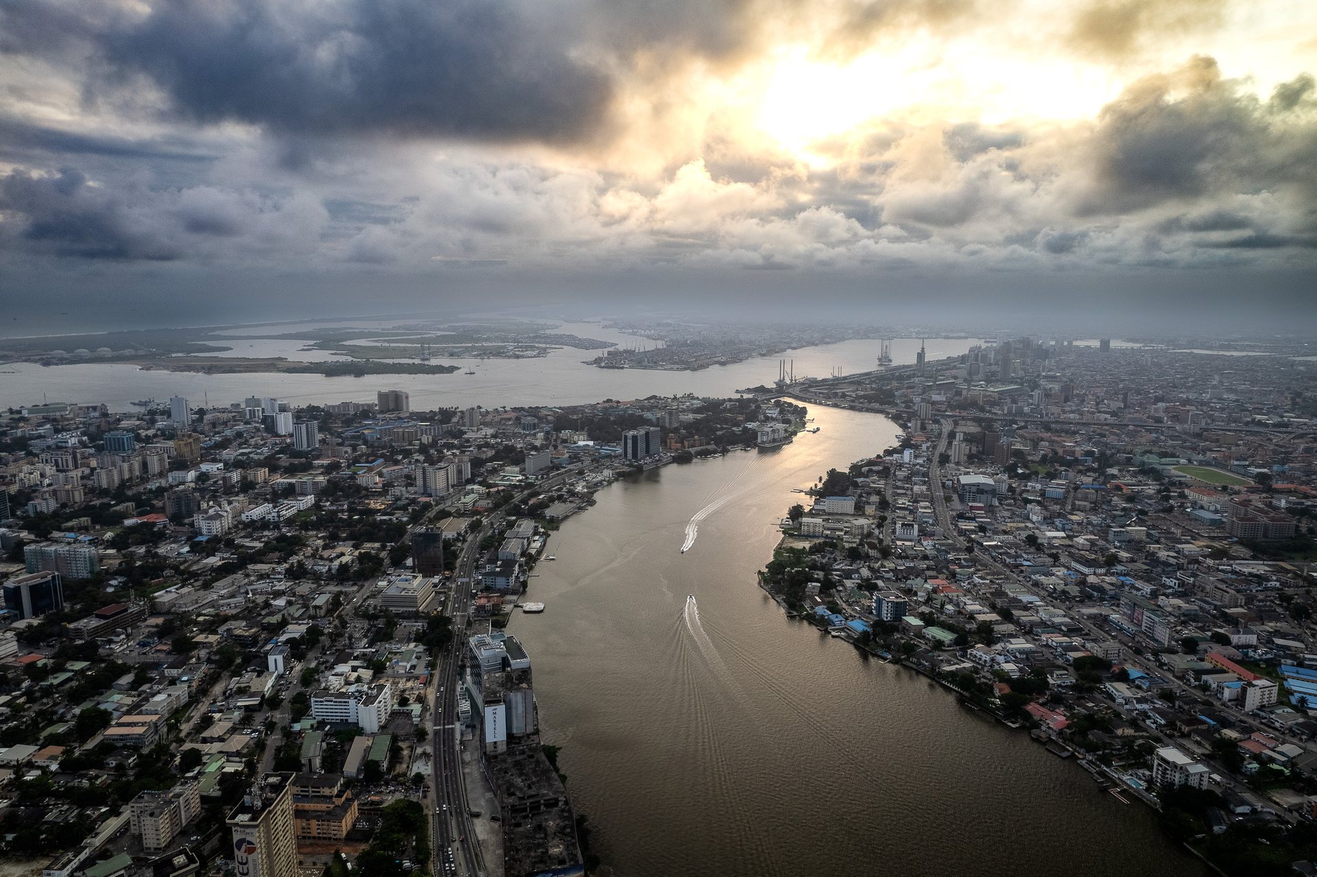 Lagos is constructed on a series of islands and wetlands at the mouth of a large lagoon (the word "Lagos" means "lakes" in Portuguese).