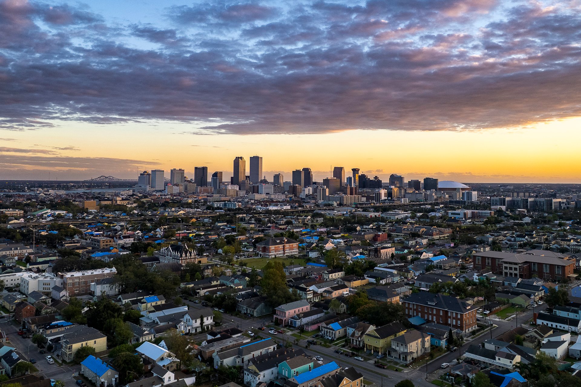 A bucolic aerial image of New Orleans belies the fact that it has indisputably high crime rates and racial tensions.