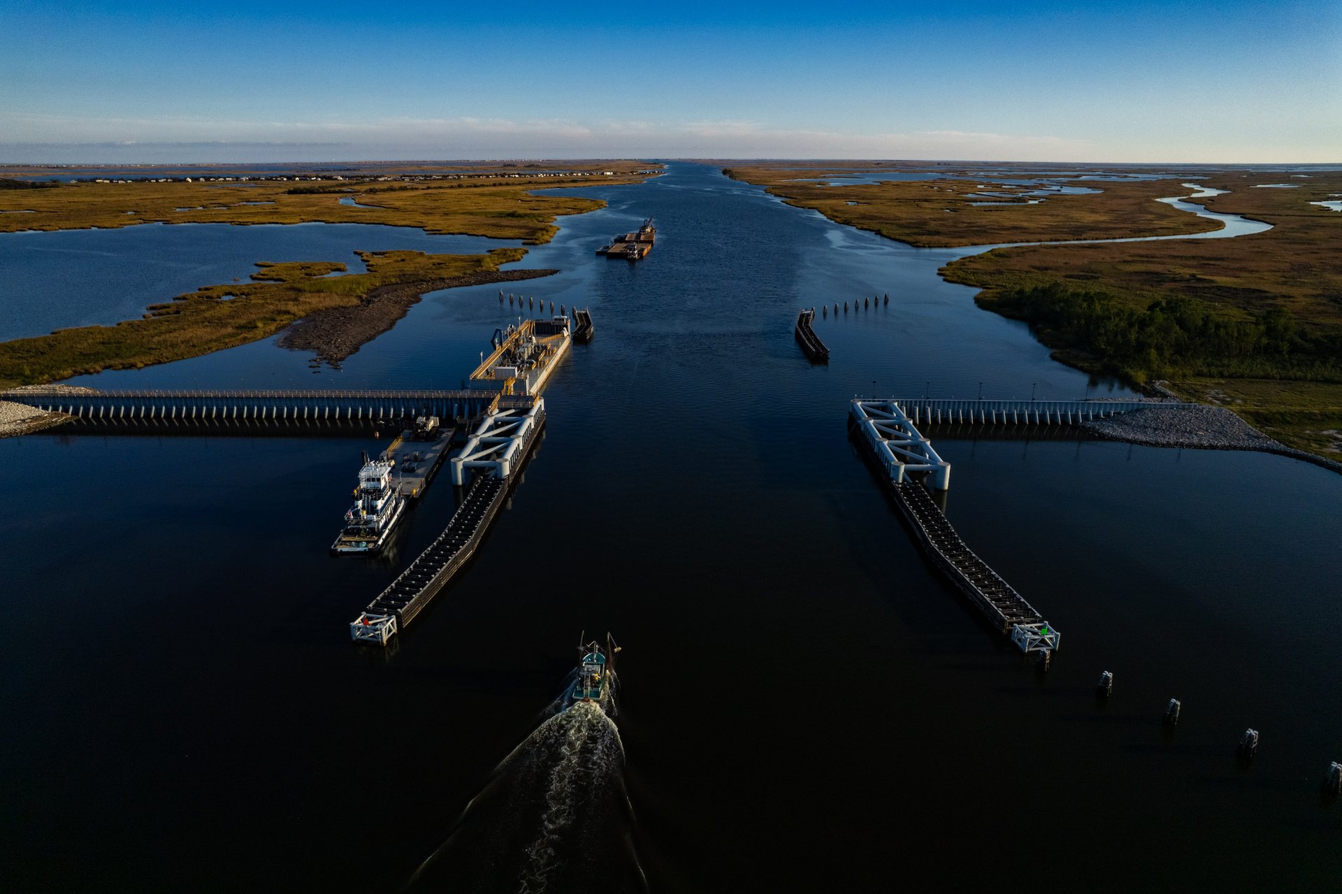 The Bubba Dove Floodgate, a crucial component of the hurricane protection system in coastal Louisiana, opened in 2022.