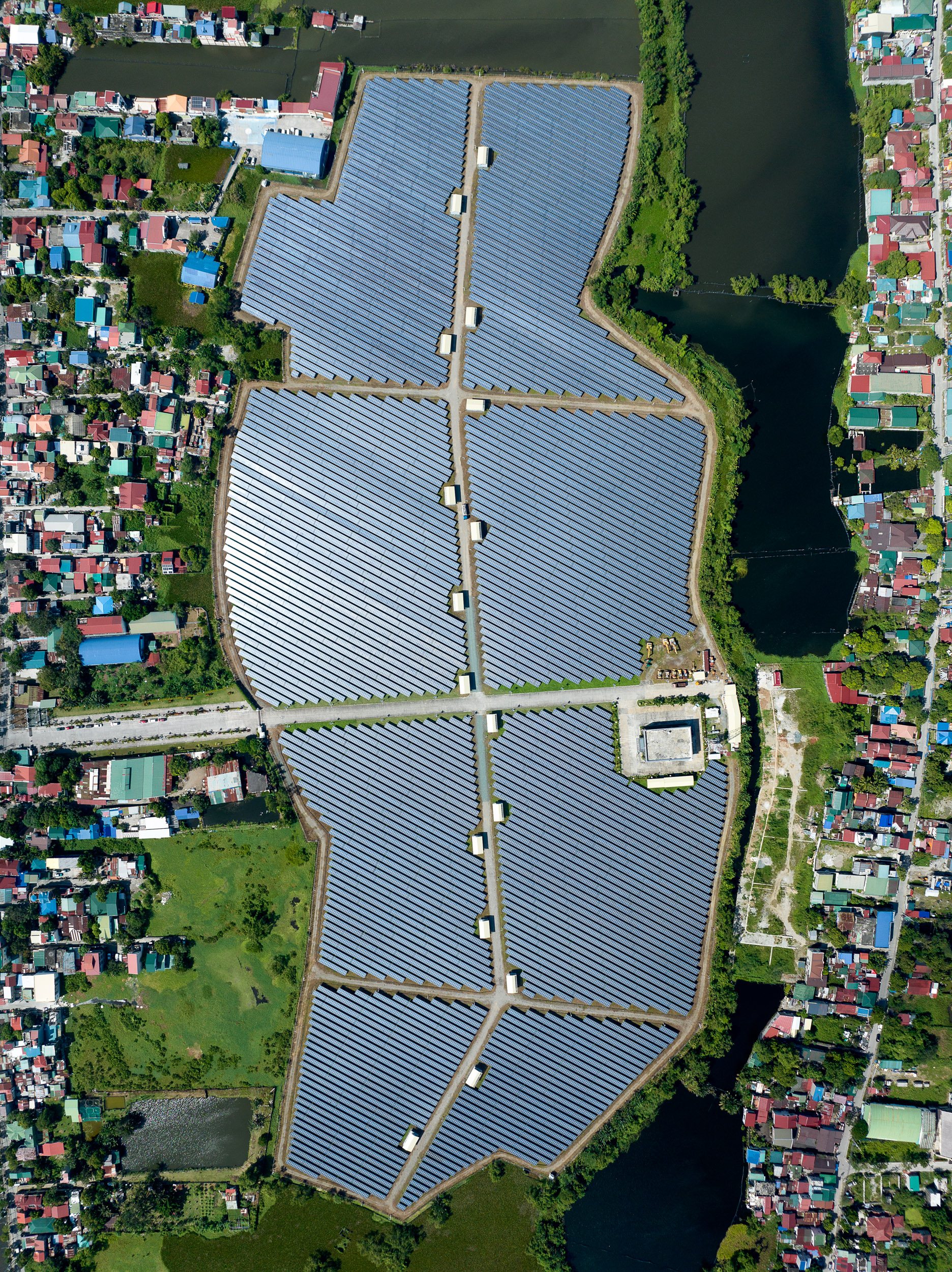 A solar power installation in the neighborhoods to the north of the city.