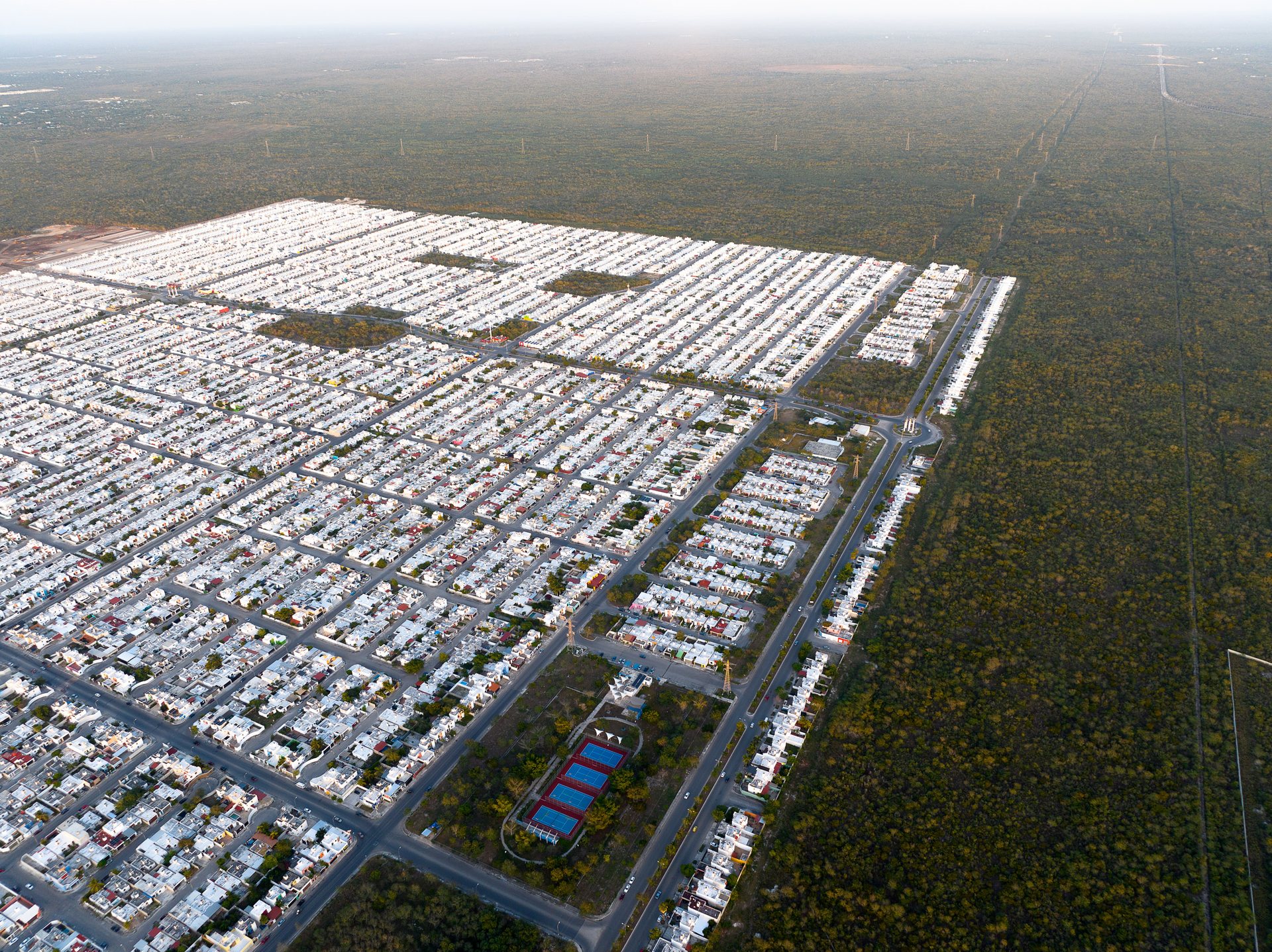 A large housing development near Mérida extends into the Yucatán jungle.