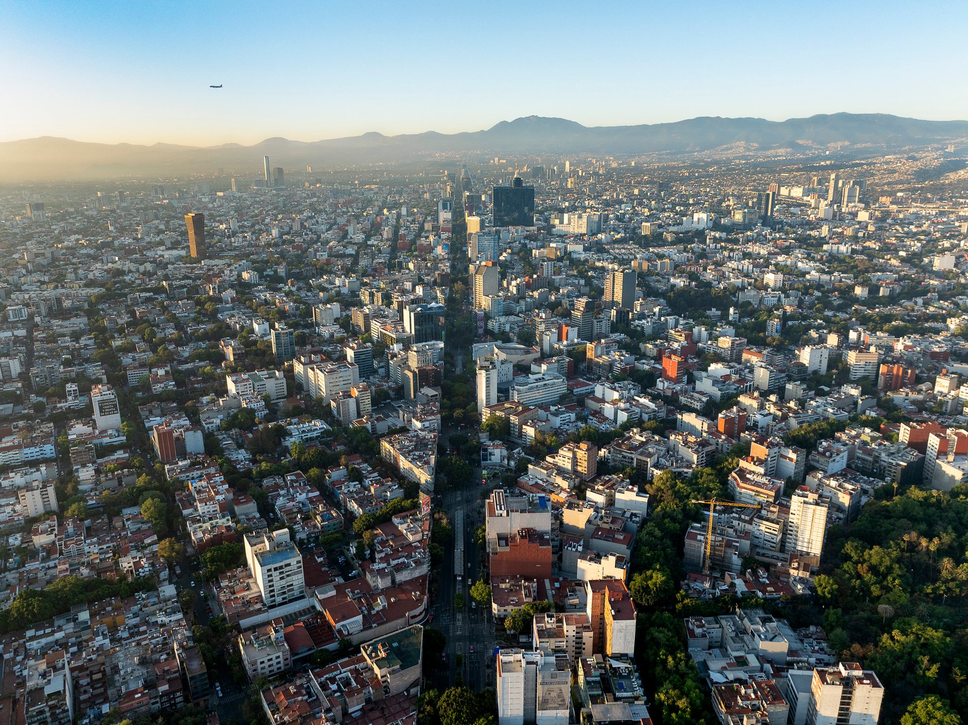 Downtown Mexico City at dawn.