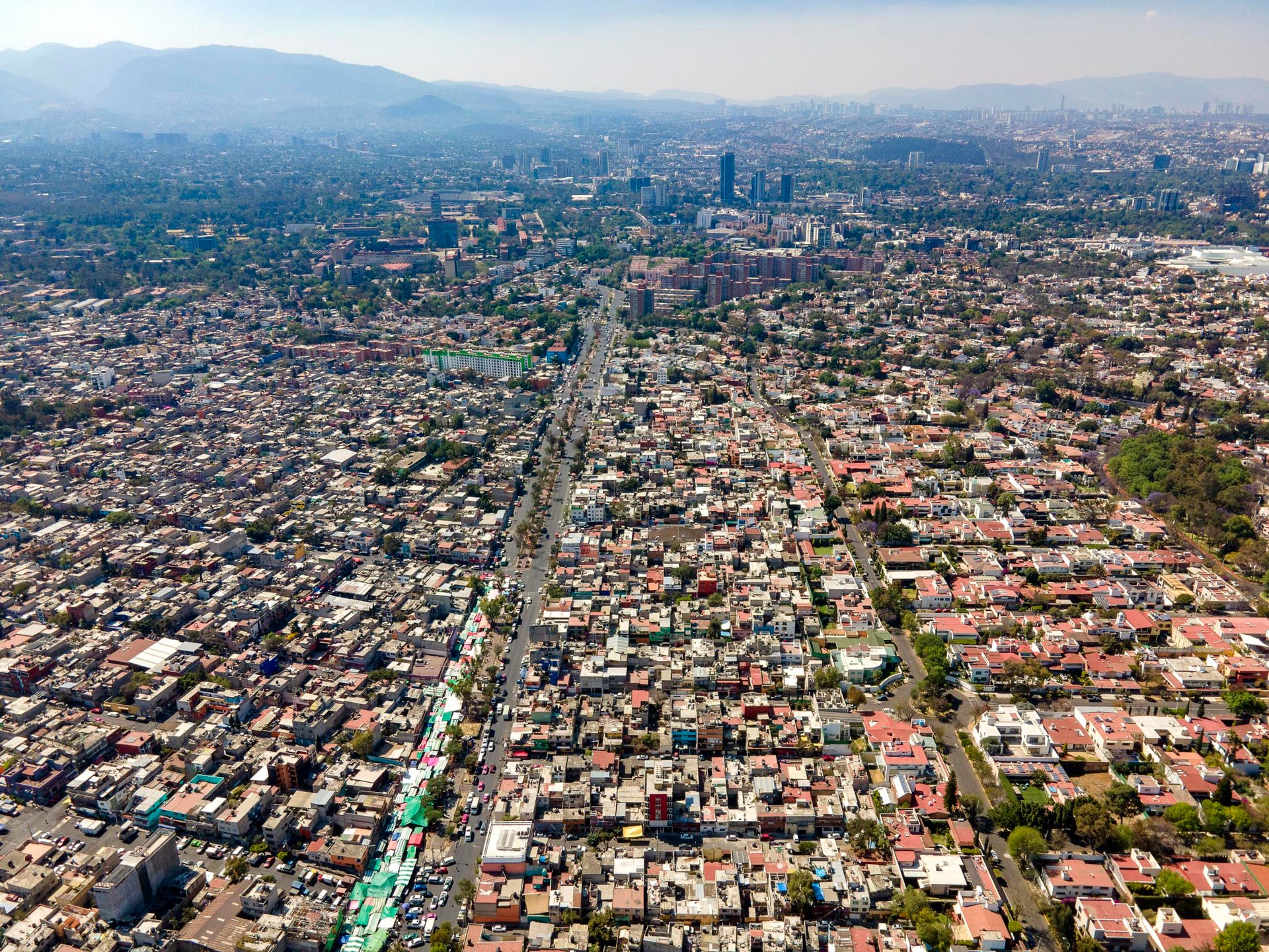 aerial view in coyoacan, mexico city