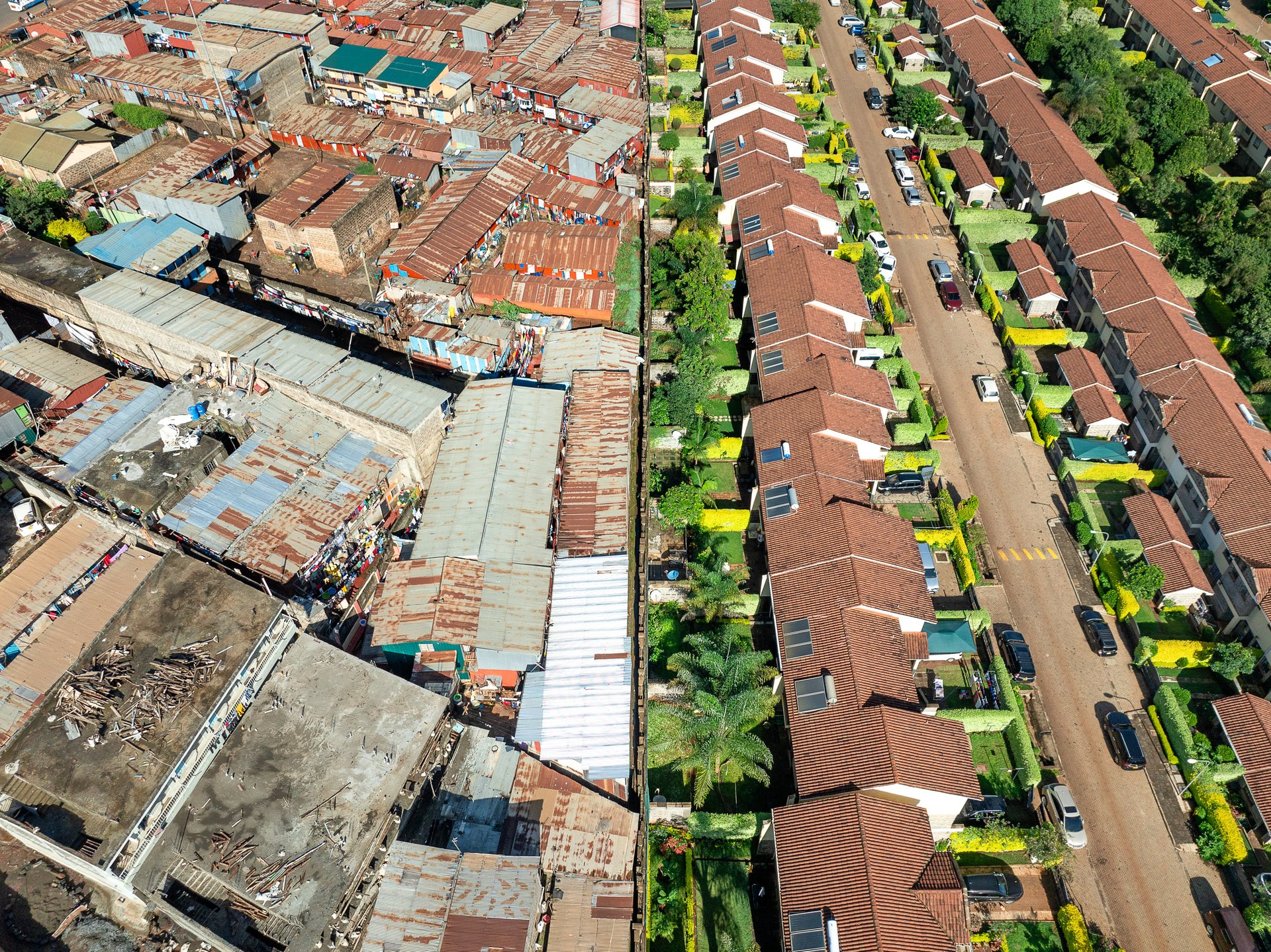 Amazing geometric patterns emerge from the air in Nairobi's suburbs.