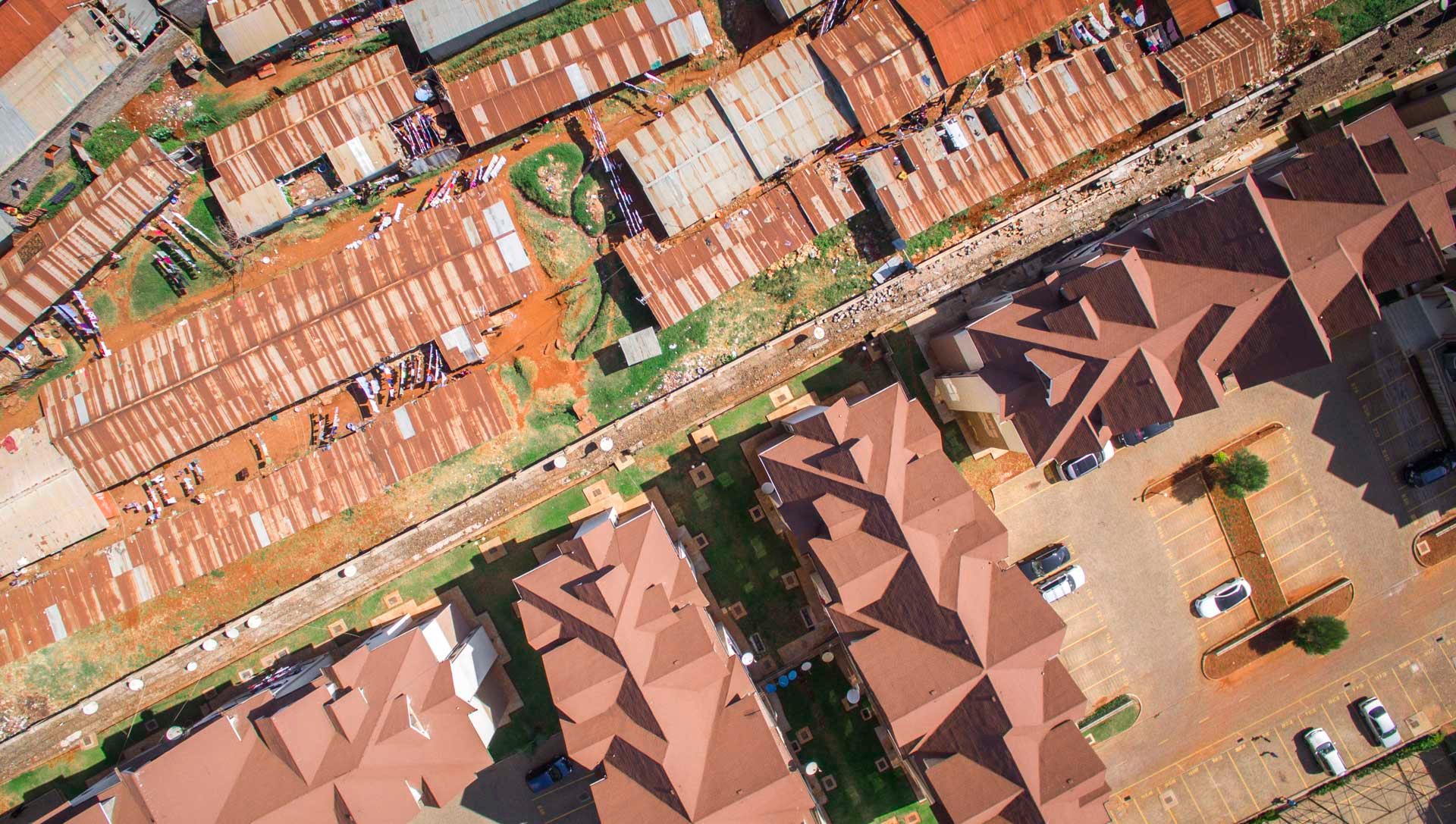 Pink houses and orange slums in Loresho.