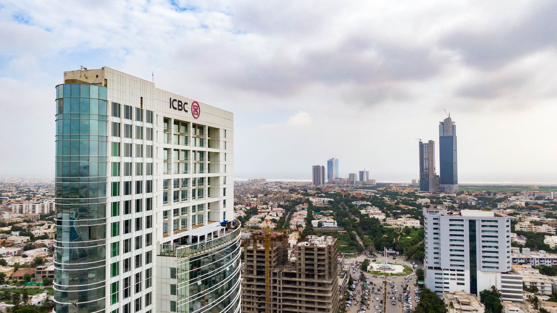 Chinese banks dot the sky in Karachi, Pakistan's economic hub.
