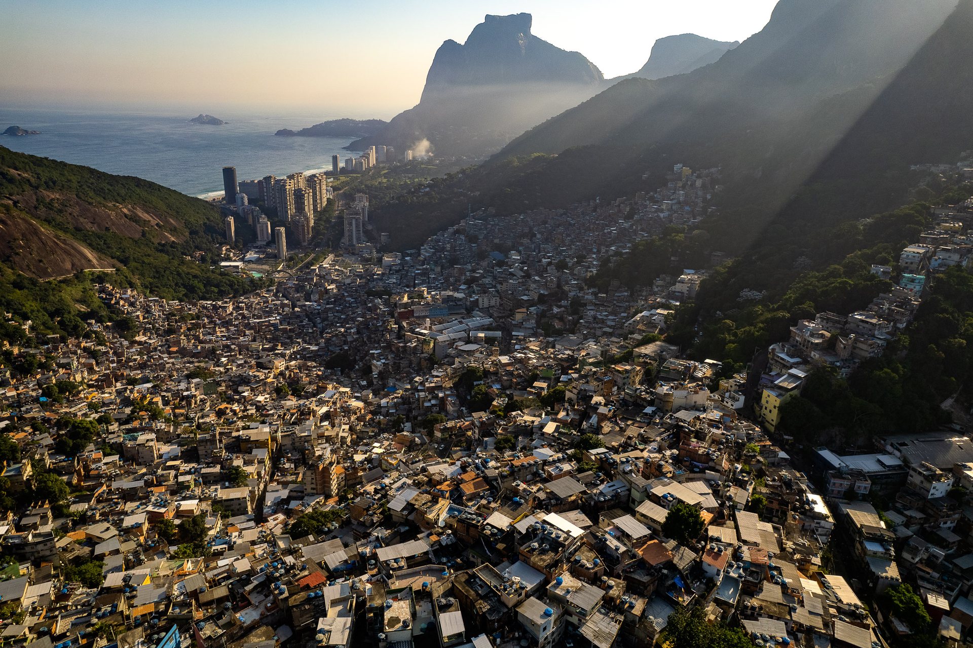 The sprawling favela of Rochina, looking towards the mountain of Pedro da Gávea.