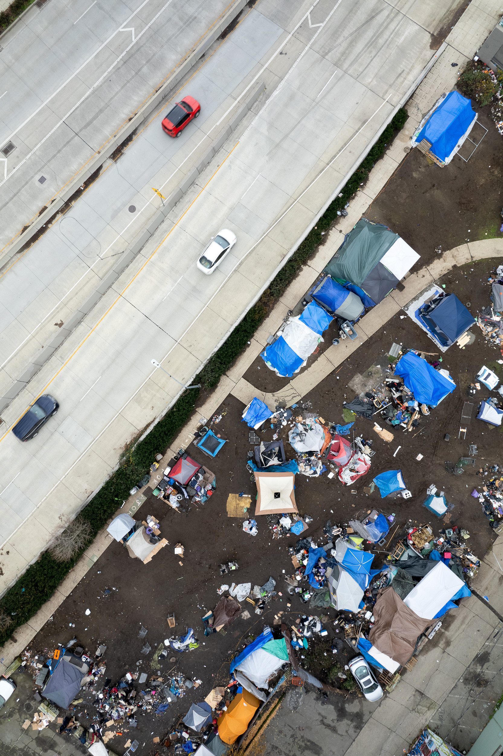 Homeless camps like this are generally tolerated in the city.