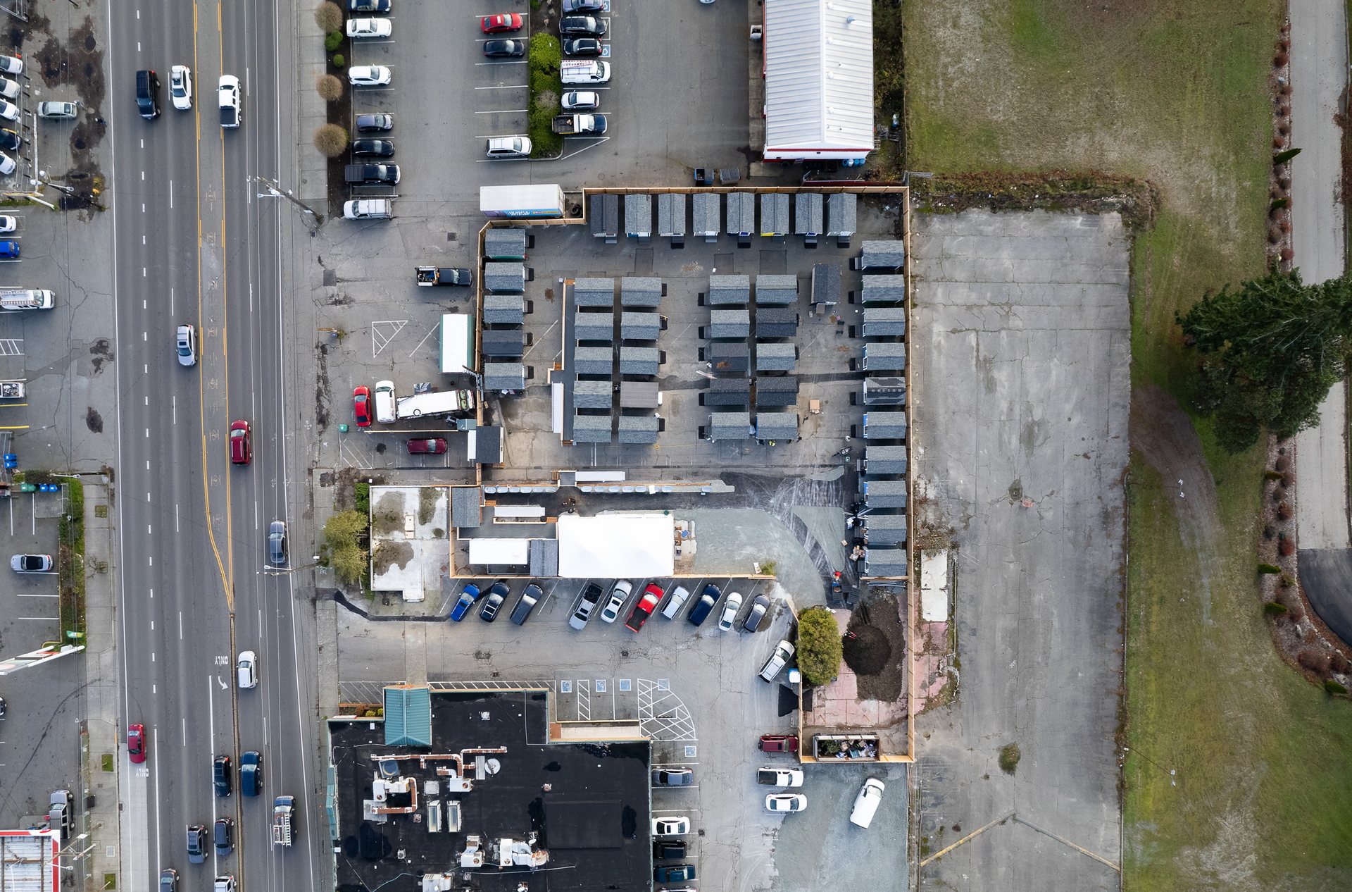 A "tiny home village" in North Seattle.