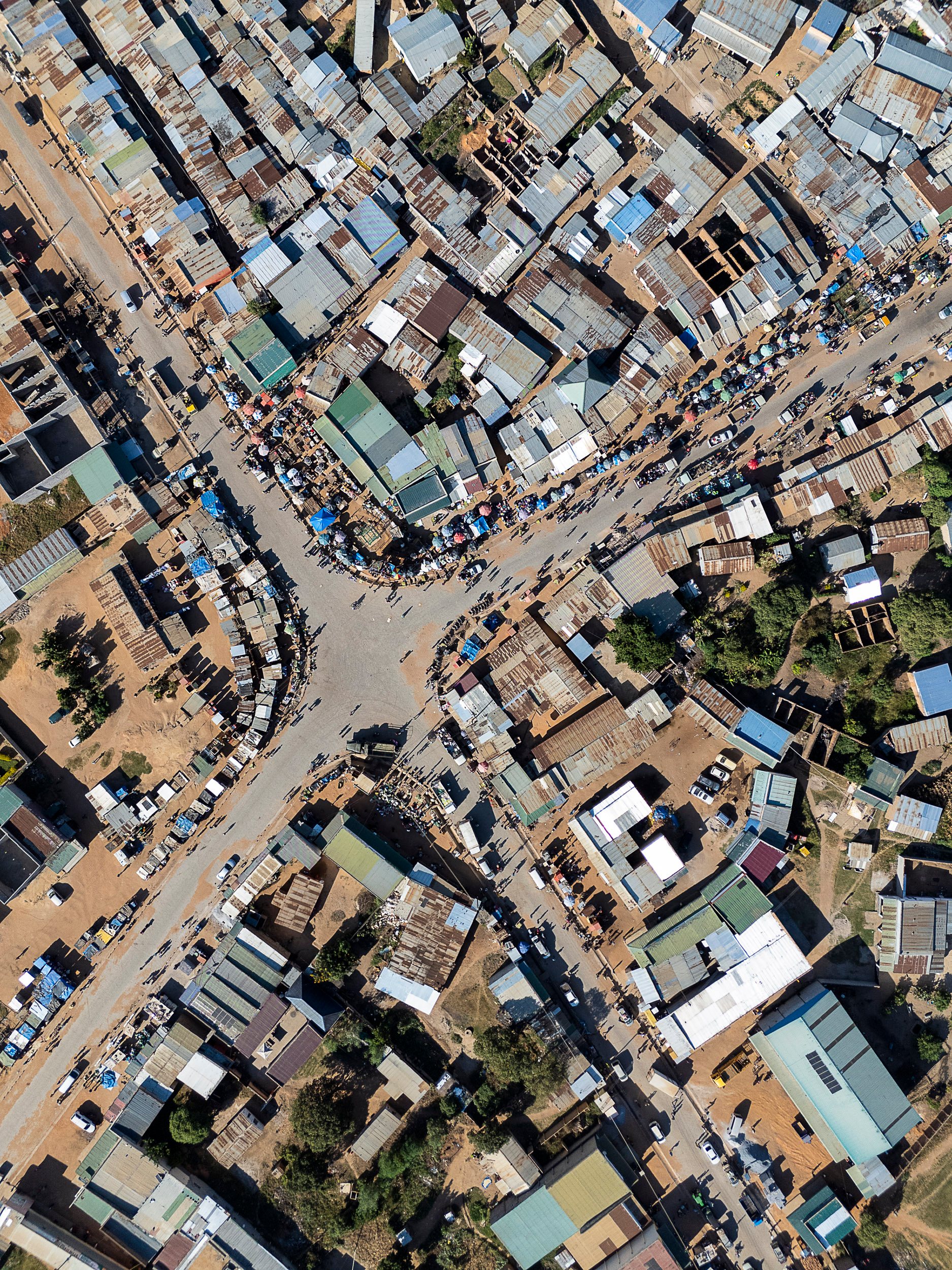 A busy crossroads in rural Zambia.